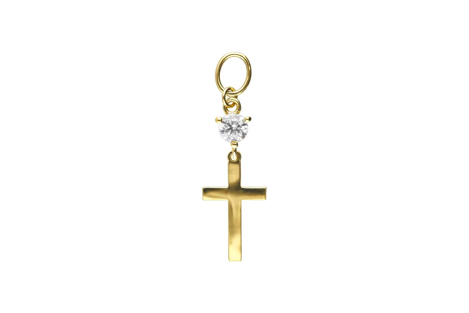 18 Karat Gold Anhänger für Clicker MOISSANIT + KREUZ von Piercingline
